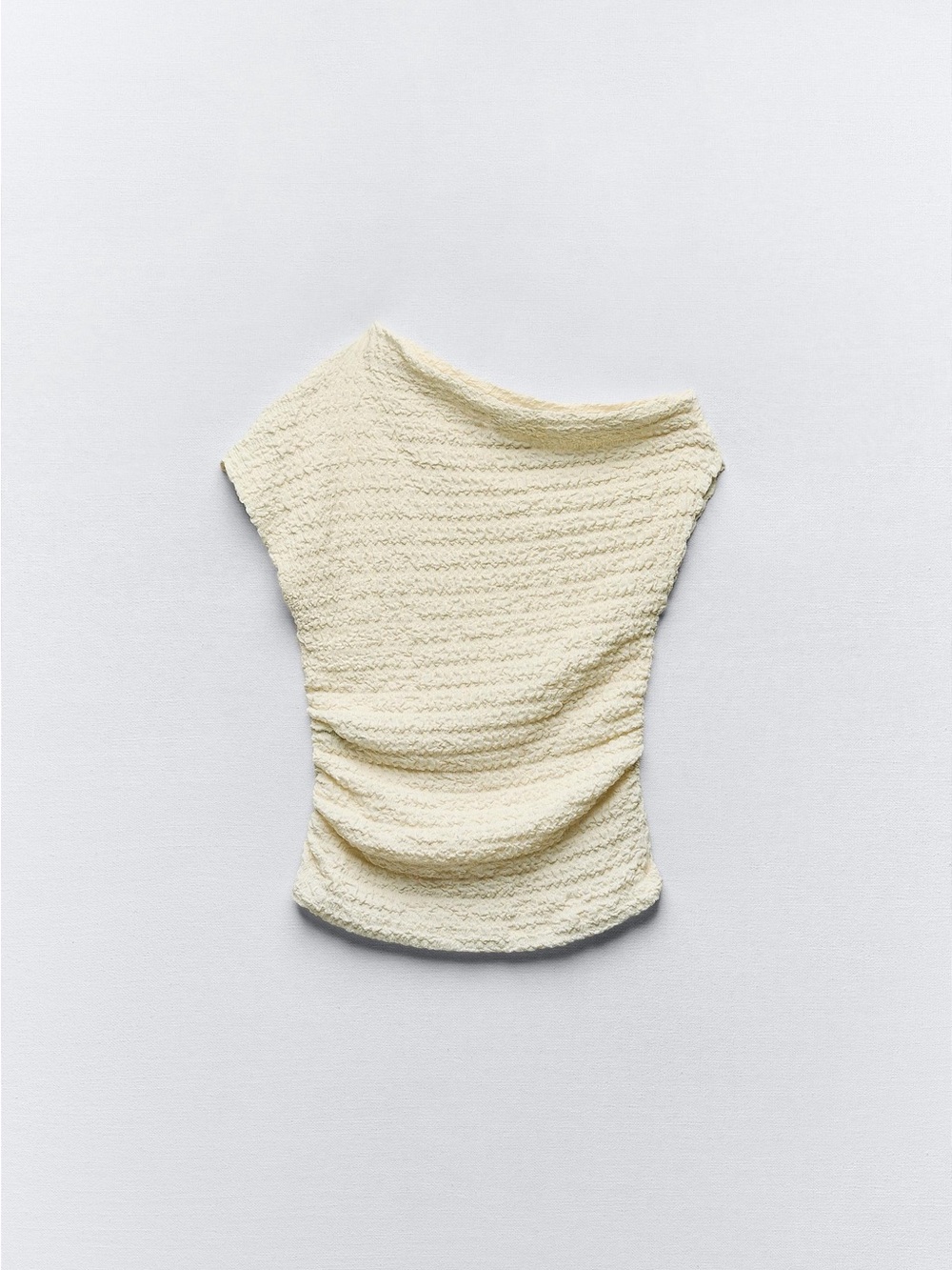 Off-the-Shoulder Cream Textured Knit Top